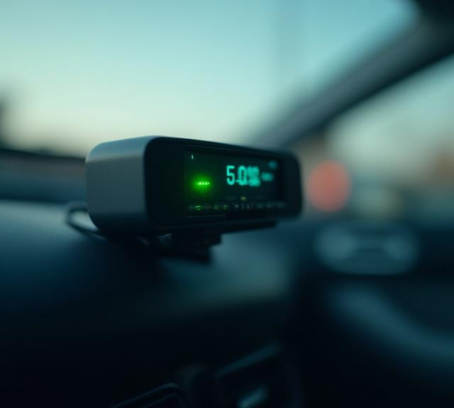 Nahaufnahme eines On-Board Units in einem LKW